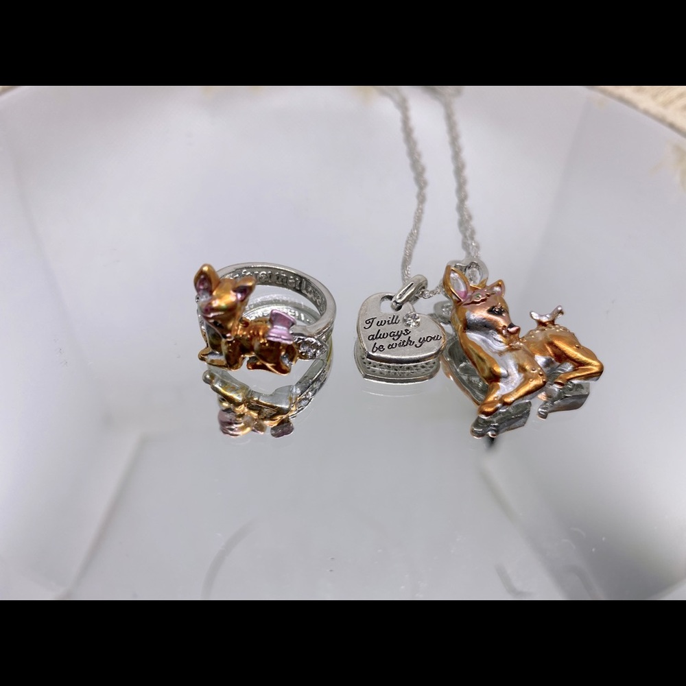 Kids necklaces & ring set with dog pendant